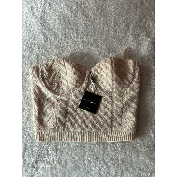 NWT JLUXLABEL Beige Davina Knit Bustier Top Size Medium - Picture 4 of 5